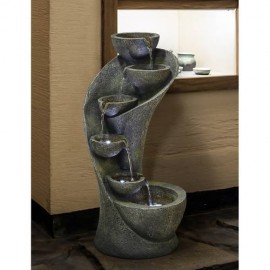 23.5”H Outdoor 6-Tier Cascading Bowl Zen Fountain for Outdoor Decor