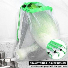 15x 3 Sized Drawstring Mesh Bags Reusable Sundries Toy Fruit Vegetable Storage