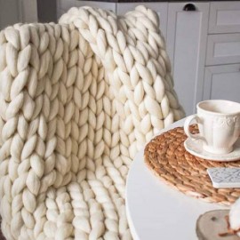 Chunky Knit Blanket Arm Knitting Warm Knitting Throw