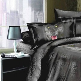 4pcs 3D Printed Bedding Set Bedclothes Black Tiger Duvet