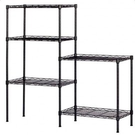 Changeable Assembly Floor Standing Carbon Steel Storage Rack Holder Shelves Black
