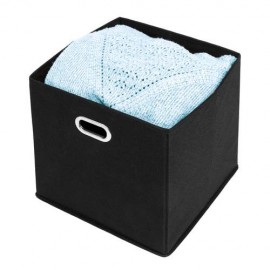 Foldable Fabric Storage Bins Set of 6 Cubby Cubes with Handles Black