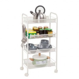 Exquisite Honeycomb Net Four Tiers Storage Cart Rack Organiser Shelf with Hook Black / Ivory White