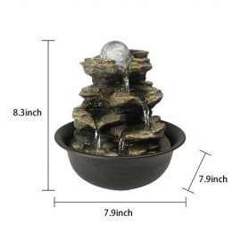 Rock Cascading Tabletop Fountain with LED Light for Home Office Bedroom