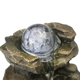 Rock Cascading Tabletop Fountain with LED Light for Home Office Bedroom
