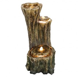 33” High 3-Tier Woodland Waterfall Outdoor Fountain With LED Light