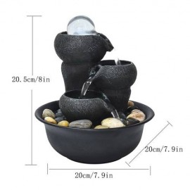 8inch Relaxation Desktop Waterfall Fountain with LED Ball