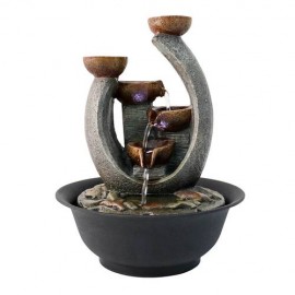 11” H Table Top Fountains Indoor with LED Lights + Soothing Water Feature