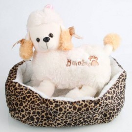 Soft Cotton Pet Dog Puppy Warm Waterloo Bed Nest with Pad Size S Leopard Print Brown