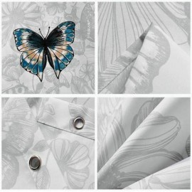 Waterproof Polyester Fabric Butterfly Pattern Shower Curtain 200 200cm