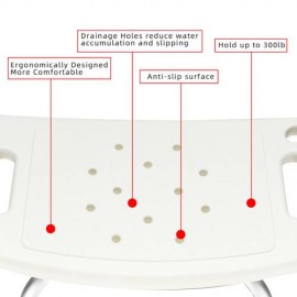 Aluminum Alloy Lift Bath Chair 8 Files PE Bench Rubber Mat White