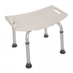 Aluminium Alloy Elderly Bath Chair without Back White Adjustable Height Convenient Bath Stool