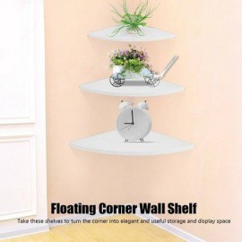 3Pcs Floating Corner Shelf Wall-Mounted Storage Rack Bookshelves Home Furniture