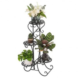 4 Potted Rounded Flower Metal Shelves Plant Pot Stand Decoration for Outdoor
