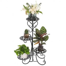 4 Potted Rounded Flower Metal Shelves Plant Pot Stand Decoration for Outdoor